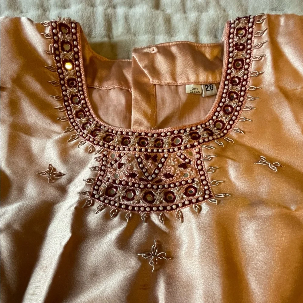 Peach Beaded Lehenga Choli 3-Piece Set Fairy Princess Indian Costume Dress Up